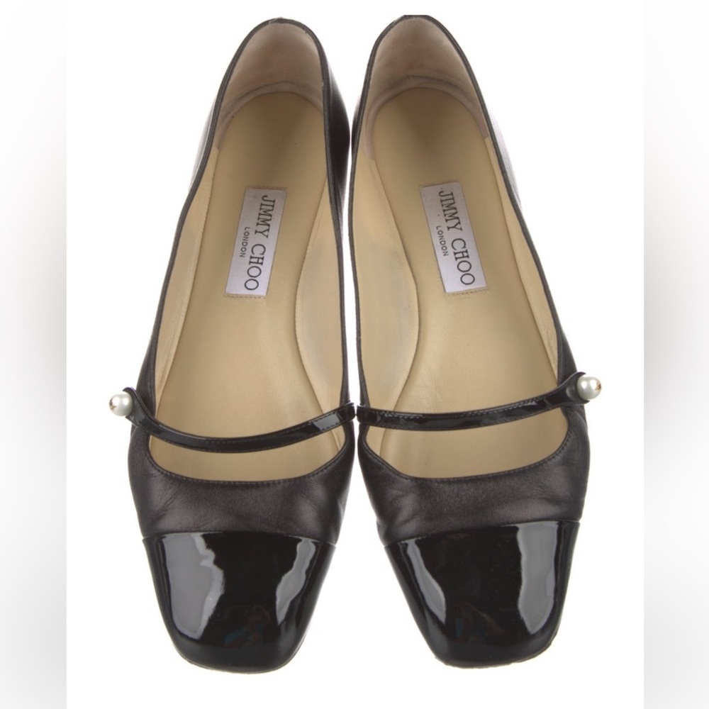 Jimmy Choo Elisa embellished Black Flats